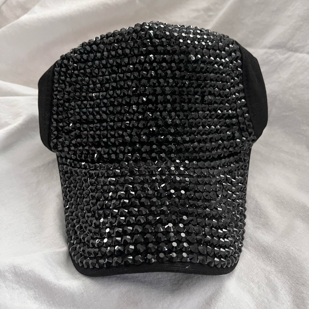Bling Studded Hat Black Rhinestones Cap Trucker Hat Shiny Snapback